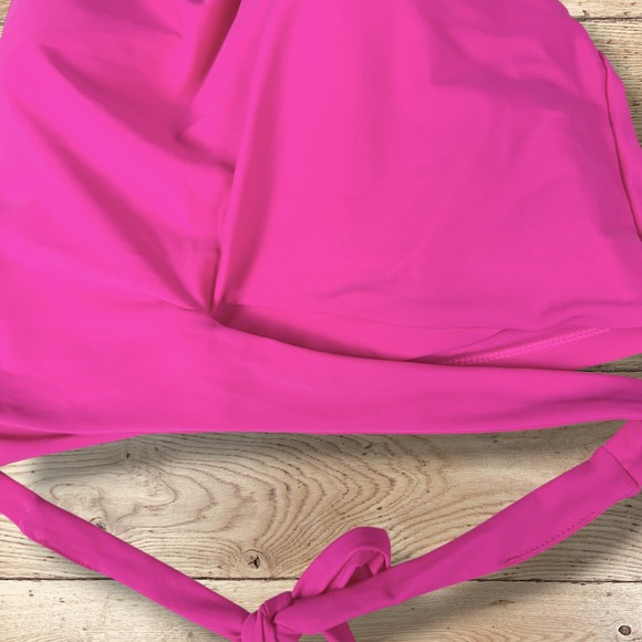 CORAL REEF SWIM Halter Bikini Swim Top with Wrap Tie Womens Size 12/14 Neon Pink - Picture 4 of 13